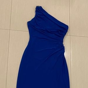 One shoulder Blue Dress